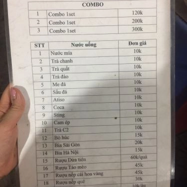 Thực đơn- Quán Ăn Yến Béo - Nướng Các Loại