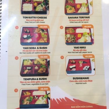 Thực đơn- Quán Ăn Chef Vinh - Bento & Sushi