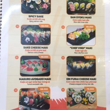 Thực đơn- Quán Ăn Chef Vinh - Bento & Sushi