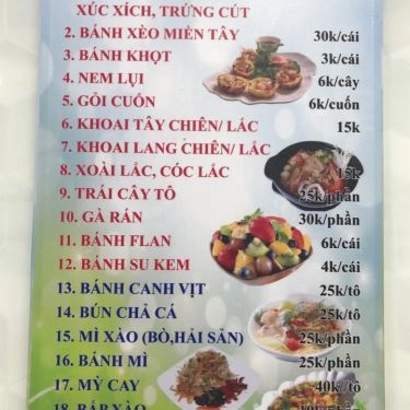 Thực đơn- Quán Ăn Cherry Chích Chòe - Ăn Vặt Quán