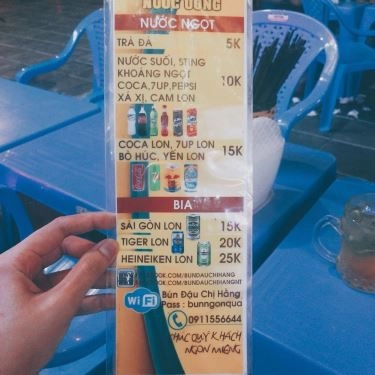 Thực đơn- Quán Ăn Chị Hằng - Bún Đậu Mắm Tôm