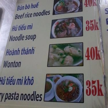 Thực đơn- Quán Ăn Út Huệ - Bún Bò & Bánh Canh - Đỗ Quang Đẩu