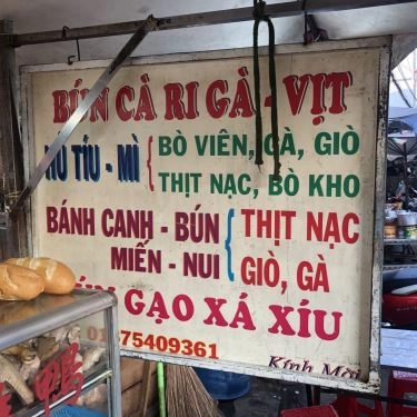 Thực đơn- Quán Ăn Bún Cà Ri Gà - Vịt