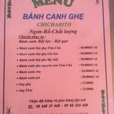 Thực đơn- Quán Ăn Bánh Canh Ghẹ - Nguyễn Cảnh Chân