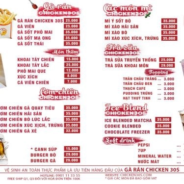 Thực đơn- Quán Ăn Chicken 30s