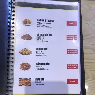Thực đơn- Quán Ăn Chicken Bros - Quán Gà Rán Hàn Quốc