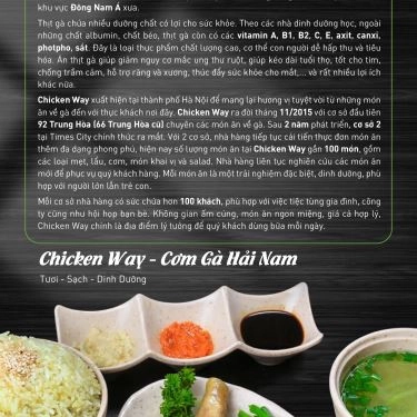 Thực đơn- Quán Ăn Chicken Way - Cơm Gà Hải Nam - Trung Hòa