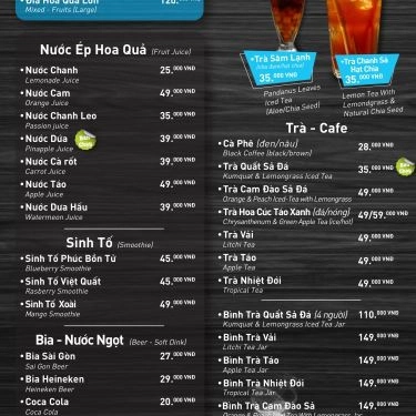 Thực đơn- Quán Ăn Chicken Way - Cơm Gà Hải Nam - Trung Hòa
