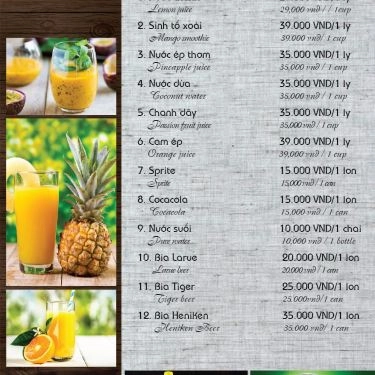 Thực đơn- Nhà Hàng Chiêm Restaurant - Cơm Gà Hội An & Gà Rang Muối