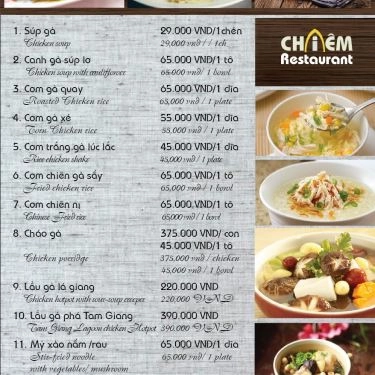 Thực đơn- Nhà Hàng Chiêm Restaurant - Cơm Gà Hội An & Gà Rang Muối