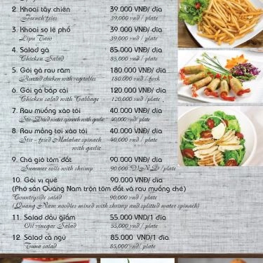 Thực đơn- Nhà Hàng Chiêm Restaurant - Cơm Gà Hội An & Gà Rang Muối