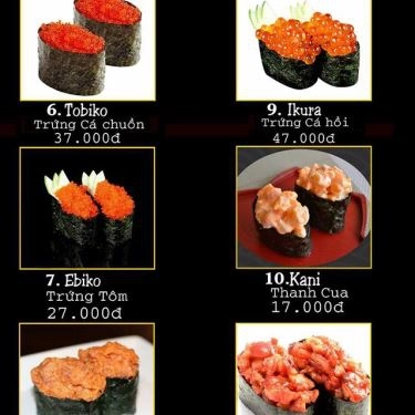 Thực đơn- Quán Ăn Chiki Sushi