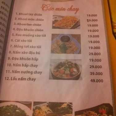 Thực đơn- Quán Ăn Chilli Quán - Hoàng Hoa Thám