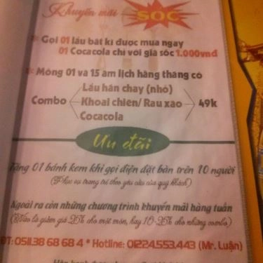 Thực đơn- Quán Ăn Chilli Quán - Hoàng Hoa Thám