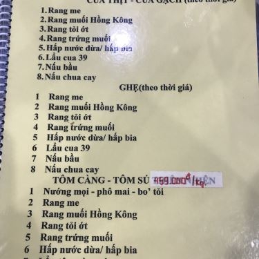 Thực đơn- Nhà Hàng Chợ Hải Sản Tự Chọn 39