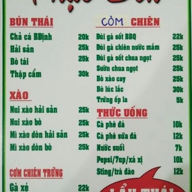 Thực đơn- Quán Ăn Chua Cay Quán - Bún Thái Hải Sản