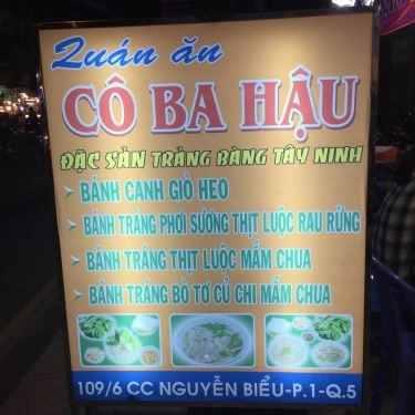 Thực đơn- Quán Ăn Cô Ba Hậu - Đặc Sản Trảng Bàng Tây Ninh