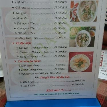 Thực đơn- Quán Ăn Cô Ba Hiền - Bánh Canh Trảng Bàng