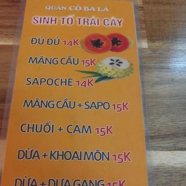 Thực đơn- Quán Ăn Cỏ Ba Lá - Chè Khúc Bạch, Bánh Bèo Chén