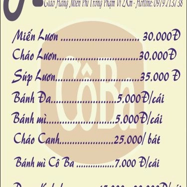 Thực đơn- Quán Ăn Cô Ba Quán - Ngụy Như Kon Tum