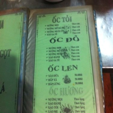 Thực đơn- Quán Ăn Cô Bảy - Các Loại Ốc Bình Dân