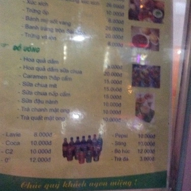 Thực đơn- Quán Ăn Cô Phương Béo - Bánh Mì Chảo, Bánh Mì Sốt Vang