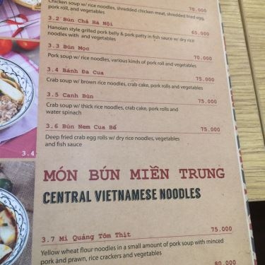 Thực đơn- Nhà Hàng Cô Thanh Noodles - Saigon Centre