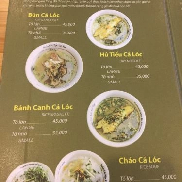 Thực đơn- Quán Ăn Cô Tư - Bún Cá Lóc