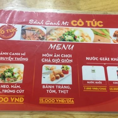 Thực đơn- Quán Ăn Cô Túc - Bánh Canh & Mì - Lê Đức Thọ