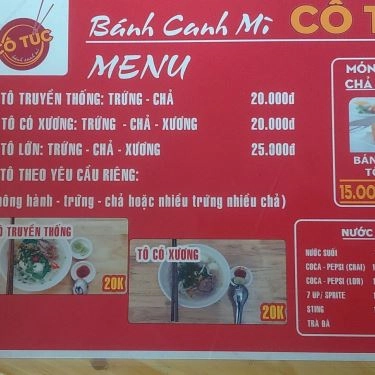 Thực đơn- Quán Ăn Cô Túc - Bánh Canh & Mì - Lê Đức Thọ