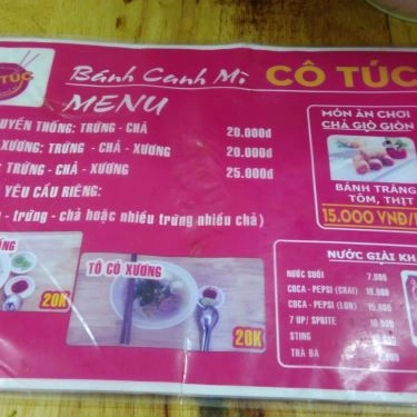 Thực đơn- Quán Ăn Cô Túc - Bánh Canh & Mì - Lê Đức Thọ