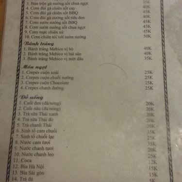 Thực đơn- Quán Ăn Coca House - Nam Đồng
