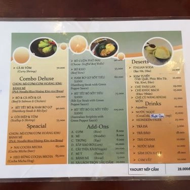 Thực đơn- Quán Ăn Cocha Micha - Quán Cơm Chảo