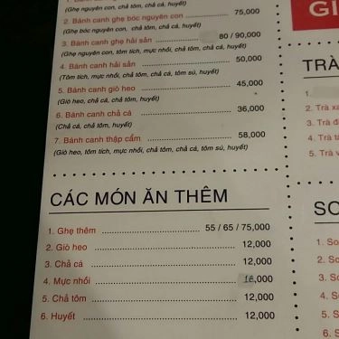 Thực đơn- Quán Ăn CoCo 9 - Bánh Canh Ghẹ
