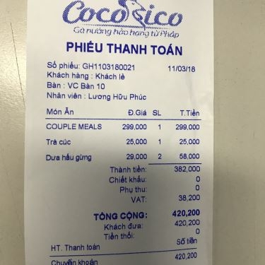 Thực đơn- Nhà Hàng Cocorico - Thịt Nướng Lò Rotisserie - Thủ Đức