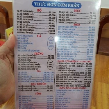 Thực đơn- Quán Ăn Cơm 300