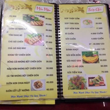 Thực đơn- Quán Ăn Bảo Như - Cơm Chay