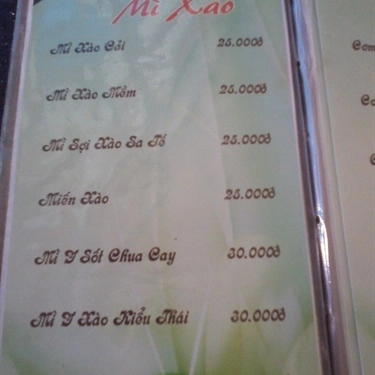 Thực đơn- Quán Ăn Cơm Chay Cô Tấm