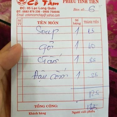 Thực đơn- Quán Ăn Cơm Chay Cô Tấm