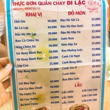 Thực đơn- Quán Ăn Cơm chay Di Lặc