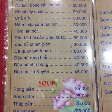 Thực đơn- Quán Ăn Cơm Chay Diệu Giác