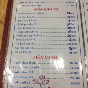 Thực đơn- Quán Ăn Cơm Chay Diệu Giác