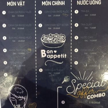 Thực đơn- Quán Ăn Cơm Cháy Quốc Dân - Cơm Cháy & Đồ Ăn Vặt