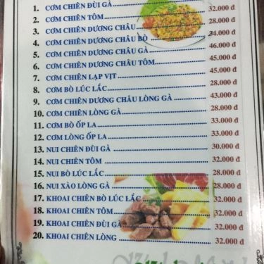 Thực đơn- Quán Ăn Cơm Chiên & Nui Xào Bò - Cống Quỳnh