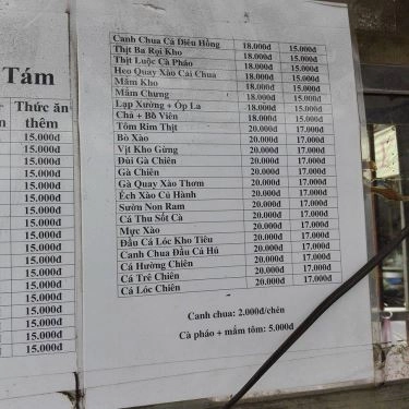 Thực đơn- Quán Ăn Quán Cơm Cô Tám