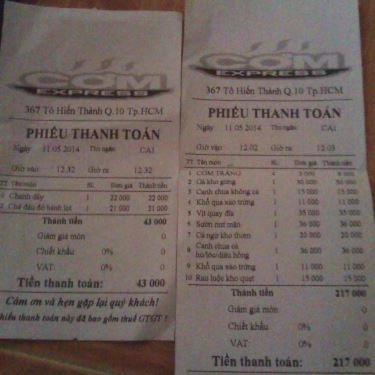 Tổng hợp- Quán Ăn Cơm Express - Tô Hiến Thành