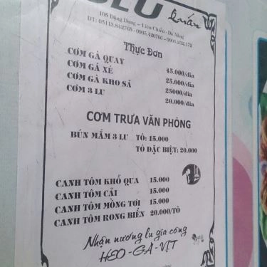 Thực đơn- Quán Ăn Cơm Gà 3 Lu