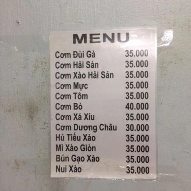 Thực đơn- Quán Ăn Chú Hùng - Cơm, Hủ Tiếu & Mì Xào