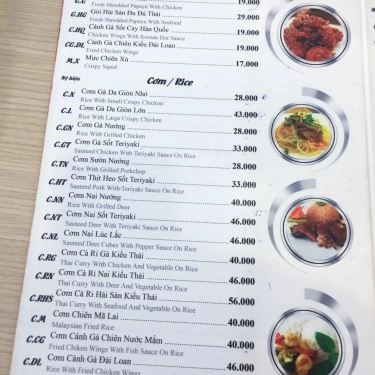 Thực đơn- Quán Ăn Cơm Gà Da Giòn - Hoàng Văn Thụ