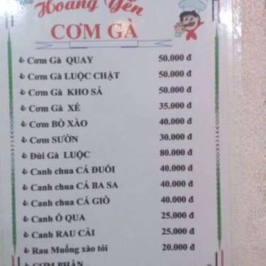 Thực đơn- Quán Ăn Cơm Gà Hoàng Yến